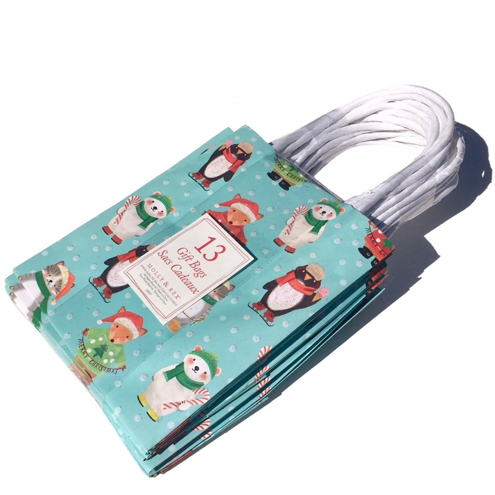 Molly & Rex Christmas Critters Embellished Gift Bags (10697), 13 ct